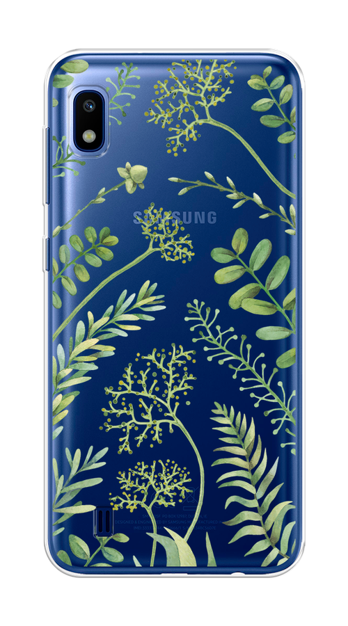 

Чехол на Samsung Galaxy A10 "Green Leaves", Зеленый;прозрачный, 27950-1