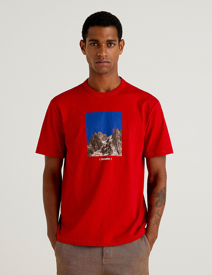 

Футболка мужская United Colors of Benetton 21A_3F42J1AI8 красная XL, 21A_3F42J1AI8