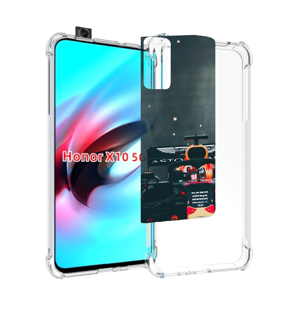 

Чехол MyPads формула 1 астон мартин для Honor X10, Прозрачный, Tocco