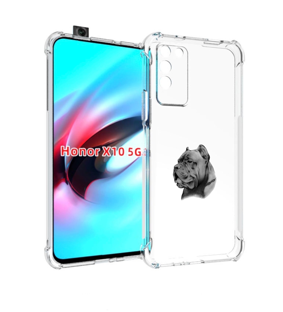 

Чехол MyPads грозный бульдог для Honor X10, Прозрачный, Tocco