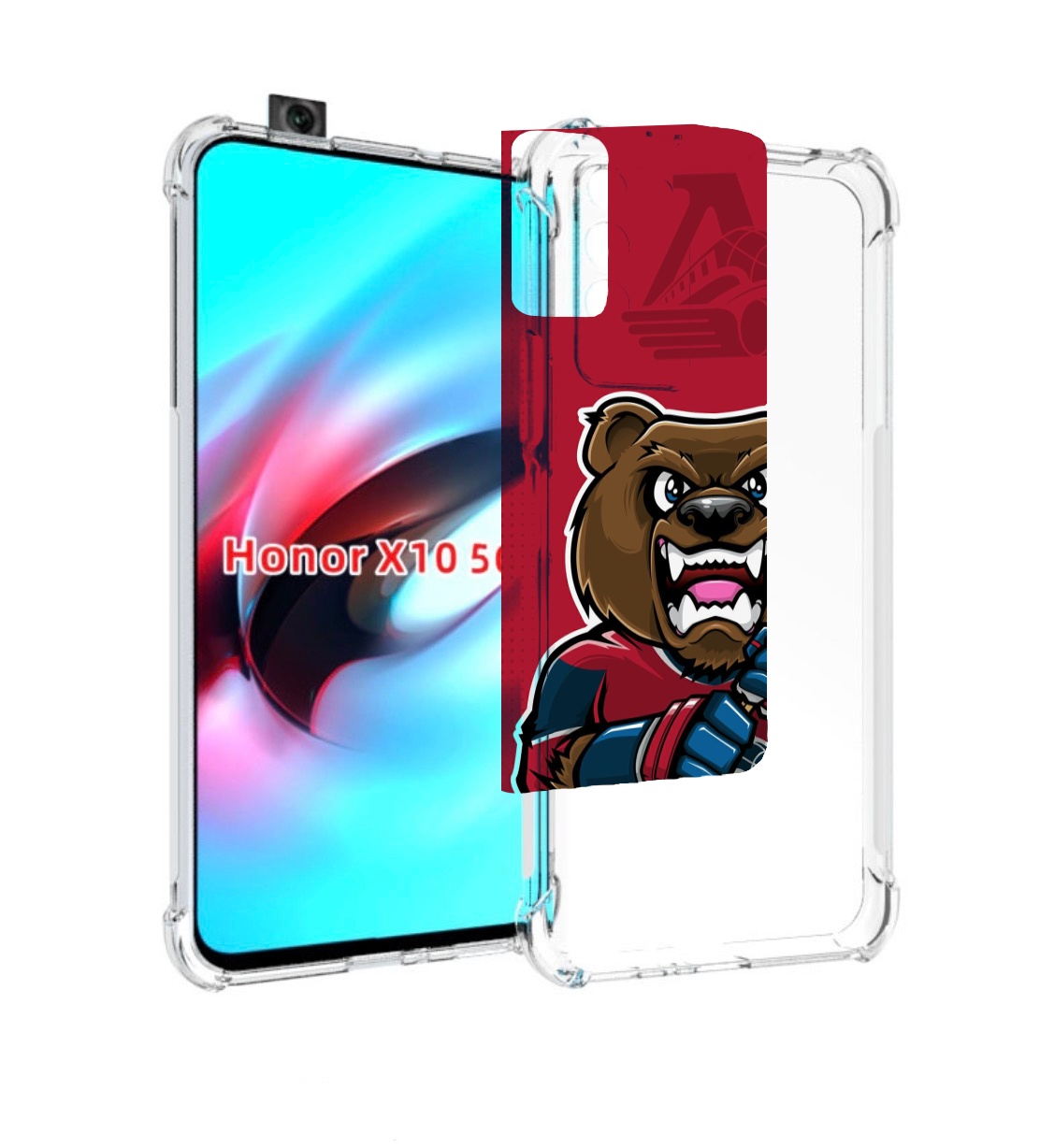 

Чехол MyPads хоккеи локомотив ярославь мужской для Honor X10, Прозрачный, Tocco