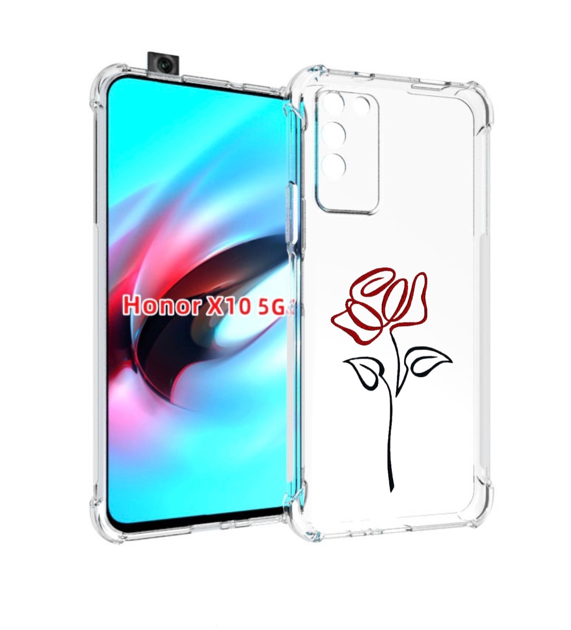 

Чехол MyPads цветок в одну линию для Honor X10, Прозрачный, Tocco