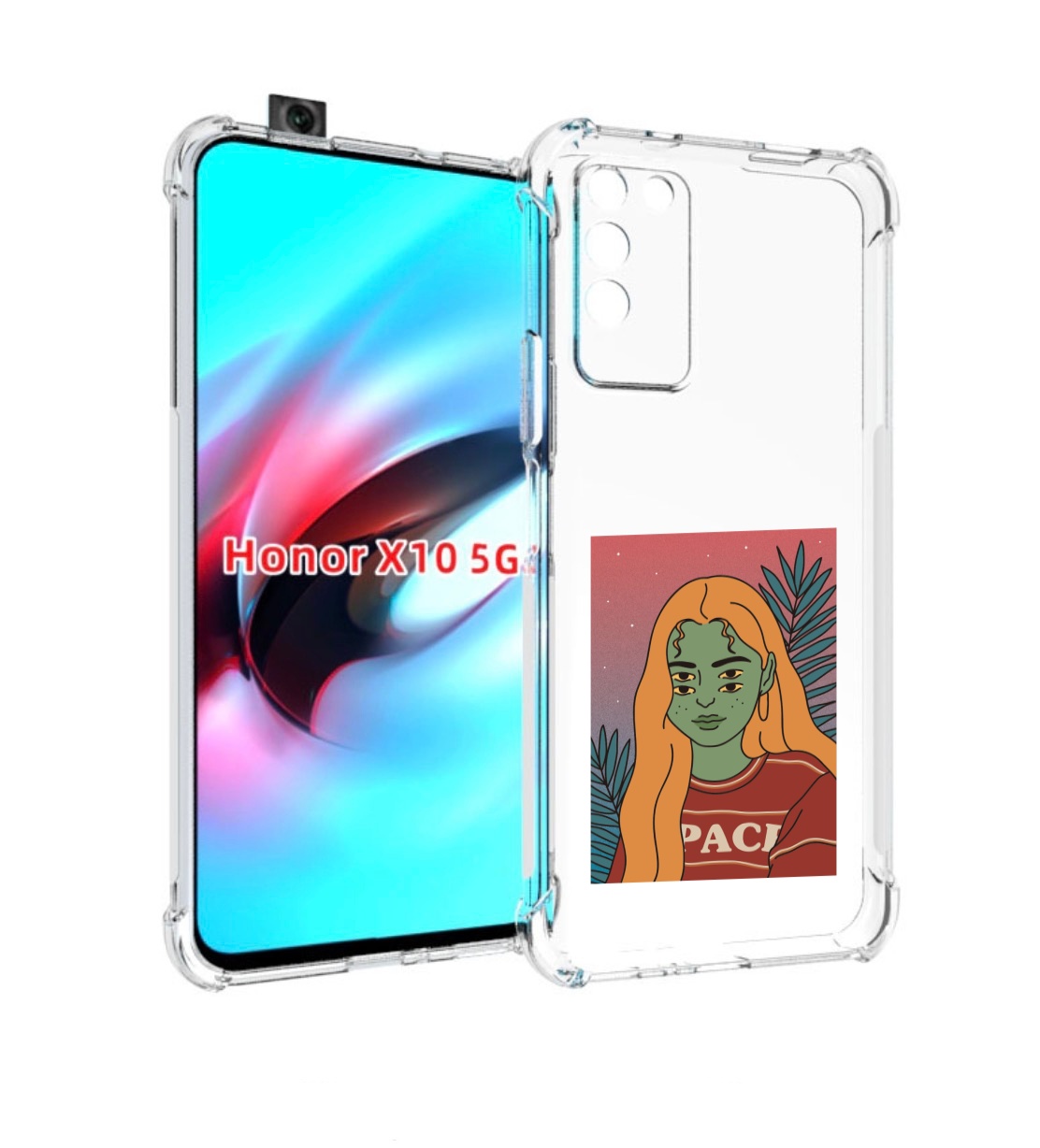 

Чехол MyPads четырехглазая девушка женский для Honor X10, Прозрачный, Tocco