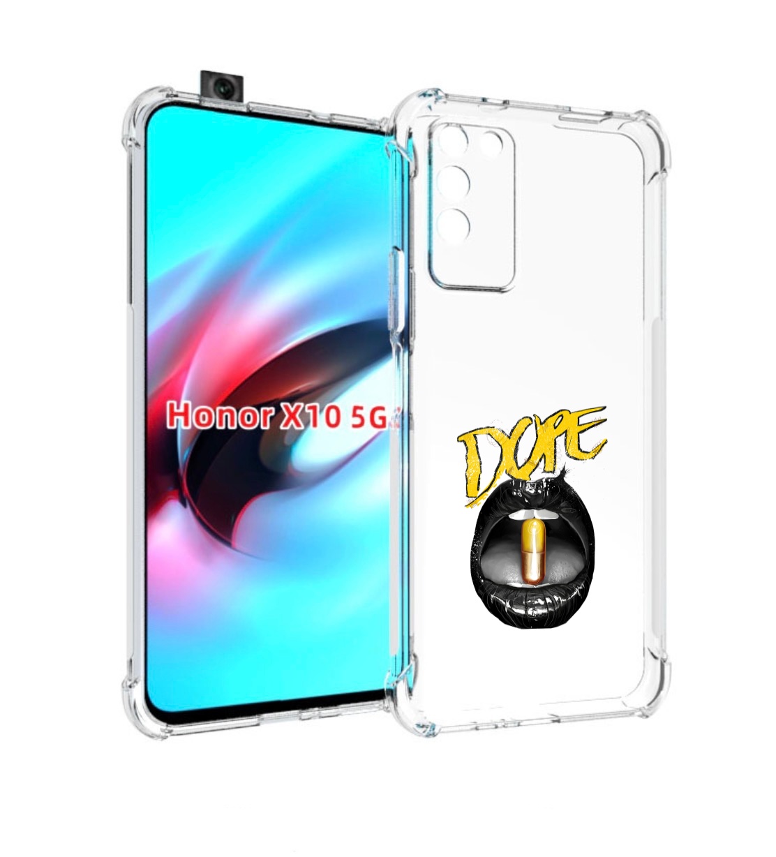 

Чехол MyPads губы для Honor X10, Прозрачный, Tocco