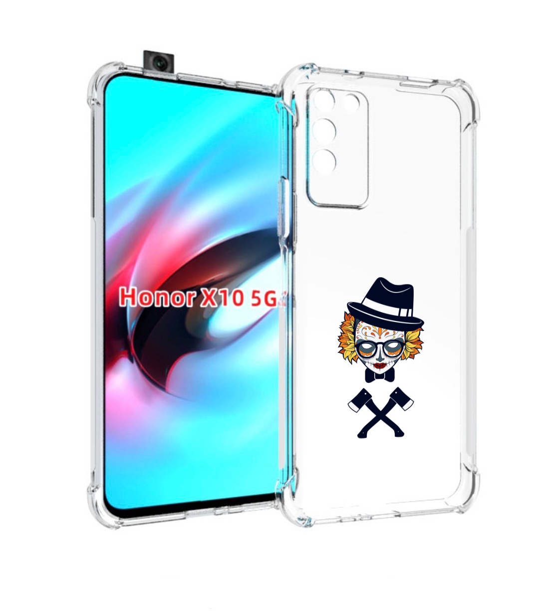 

Чехол MyPads девушка в маске с топорами рисунок для Honor X10, Прозрачный, Tocco