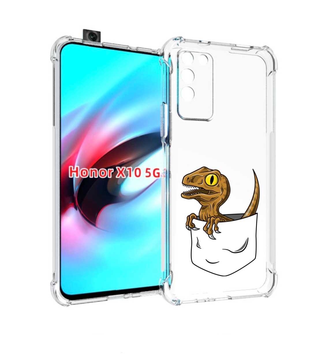 

Чехол MyPads динозавр в кармане для Honor X10, Прозрачный, Tocco