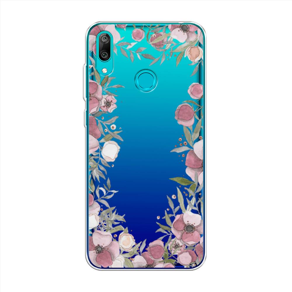 фото Чехол awog "розовая цветочная рамка" для huawei y7 2019