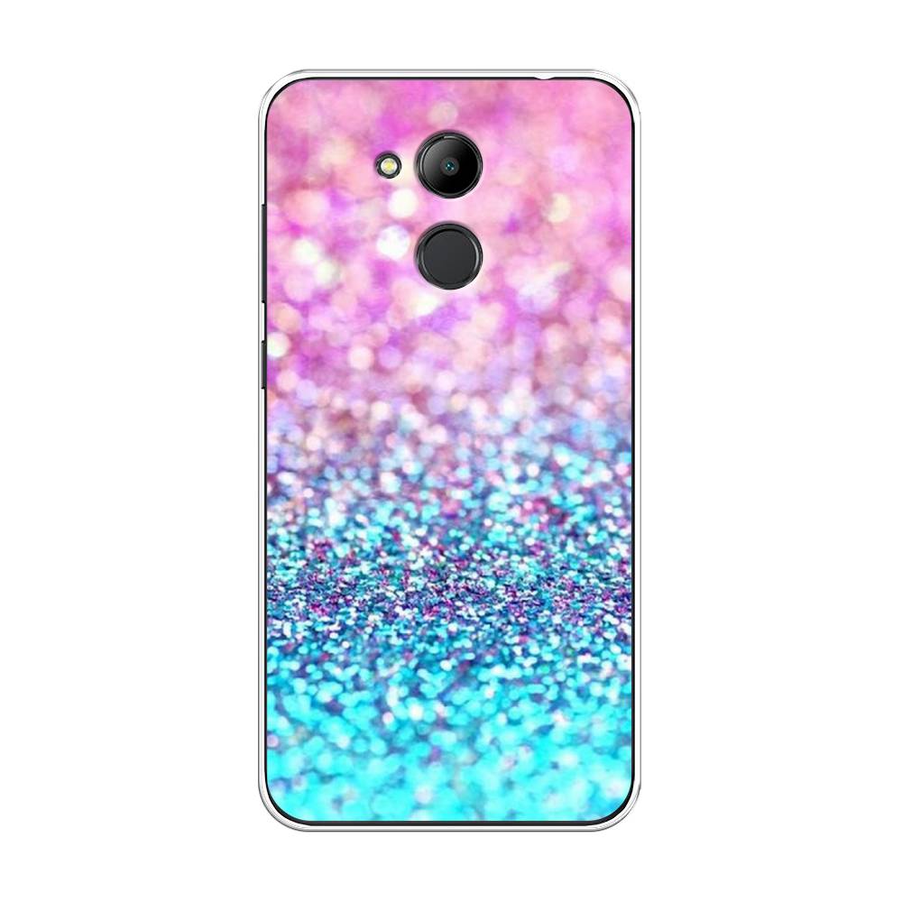 фото Чехол awog "розово-голубые глиттеры рисунок" для honor 6c pro