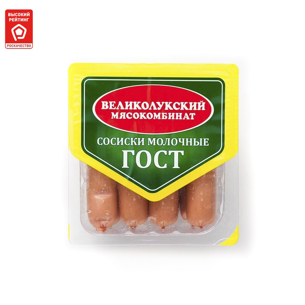 

Сосиски Великолукский МК молочные вакуумная упаковка 330 г, молочные