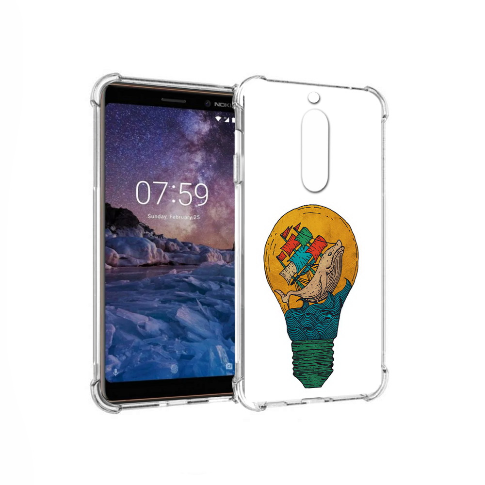 

Чехол MyPads Tocco для Nokia 7 кит в лампочке с парусами (PT95887.123.387), Прозрачный, Tocco