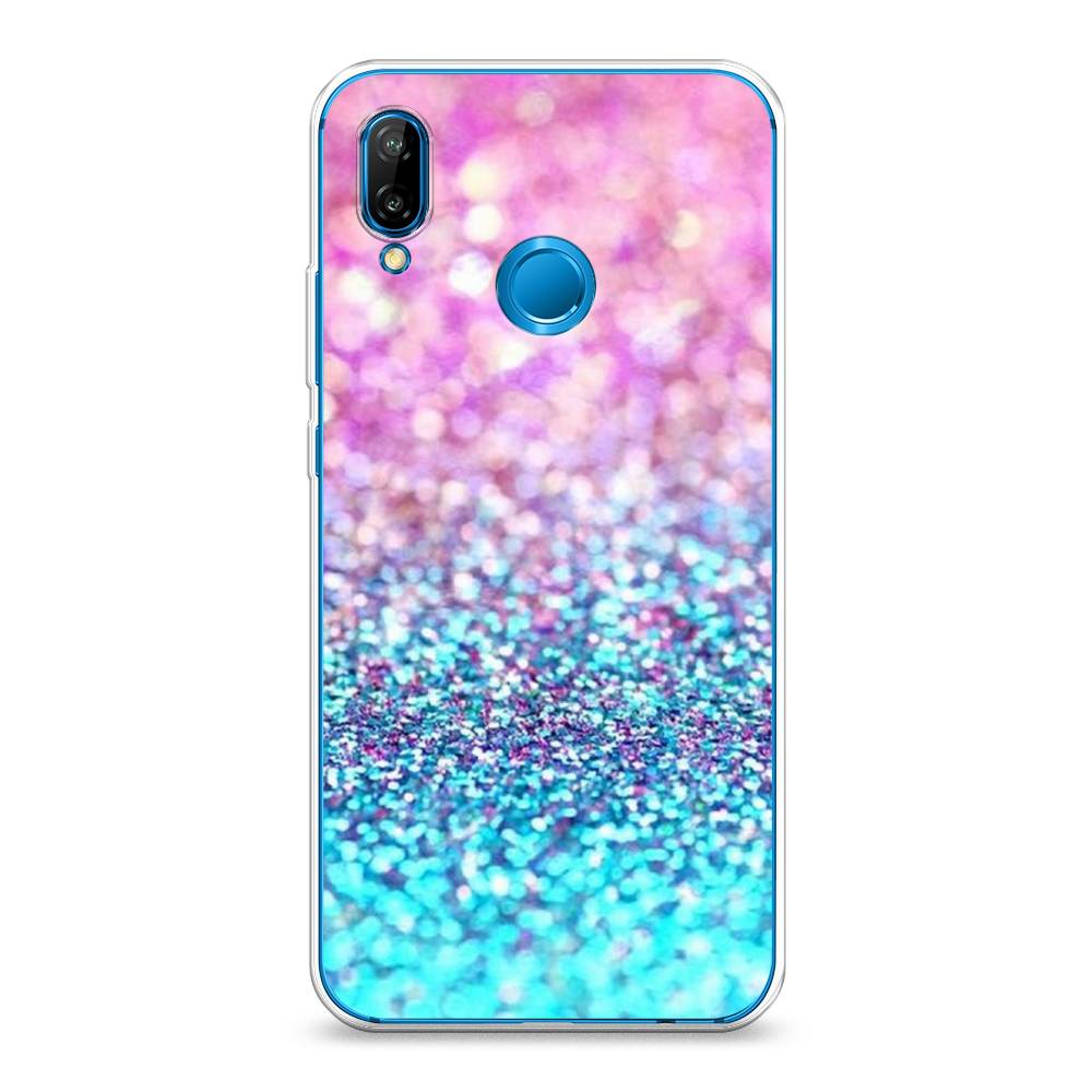 фото Чехол awog "розово-голубые глиттеры рисунок" для huawei p20 lite
