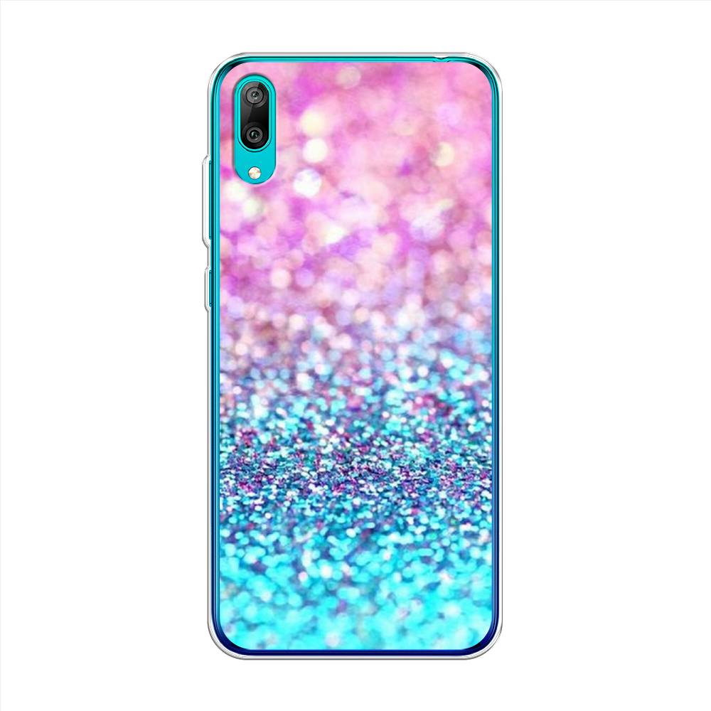 фото Чехол awog "розово-голубые глиттеры рисунок" для huawei y7 prime 2019