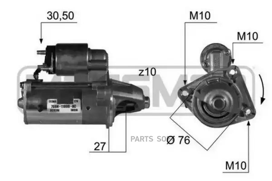 

Стартер Ford Focus C-MAX/Focus II/Focus II Turnier 03>19 Volvo C30/S40 II/V50 04>15 ERA 22