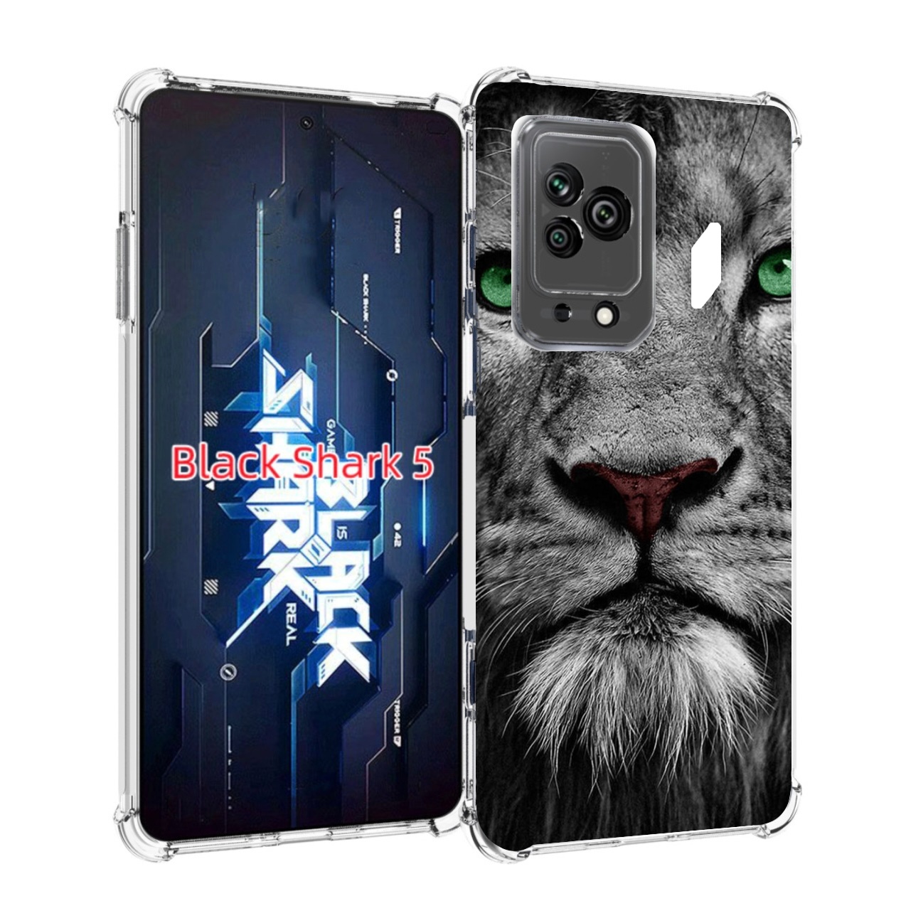 

Чехол MyPads Лев-зеленоглазый мужской для Xiaomi Black Shark 5, Прозрачный, Tocco