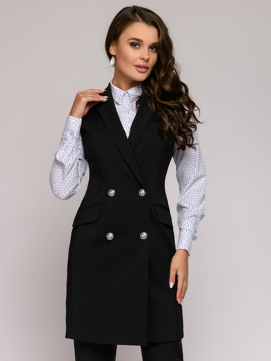 

Жилет женский 1001dress 0112014-01760 черный 54-56 RU, 0112014-01760