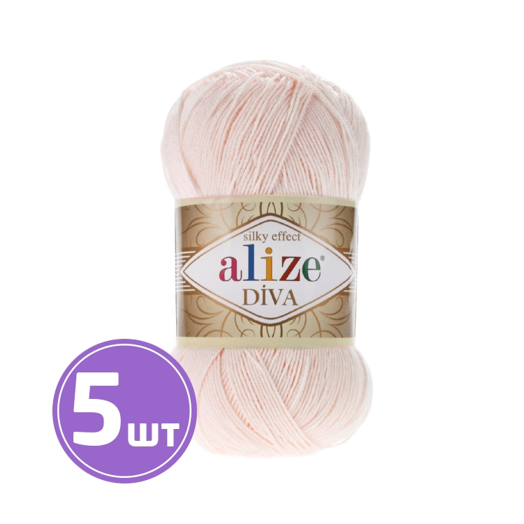 

Пряжа ALIZE Diva Silk effekt (382), пудра, 5 шт. по 100 г, Бежевый