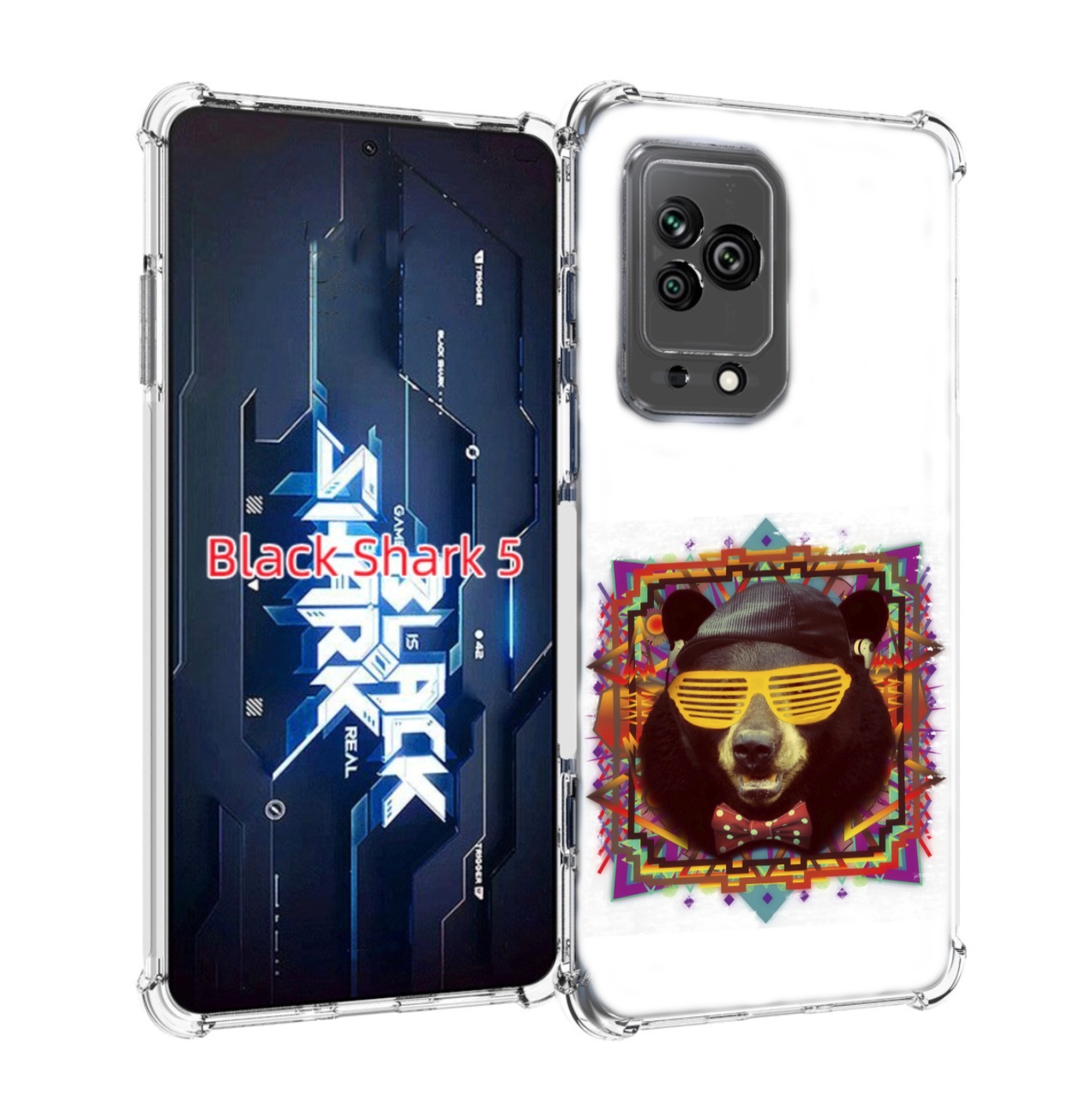

Чехол MyPads Медведь в очках для Xiaomi Black Shark 5, Прозрачный, Tocco
