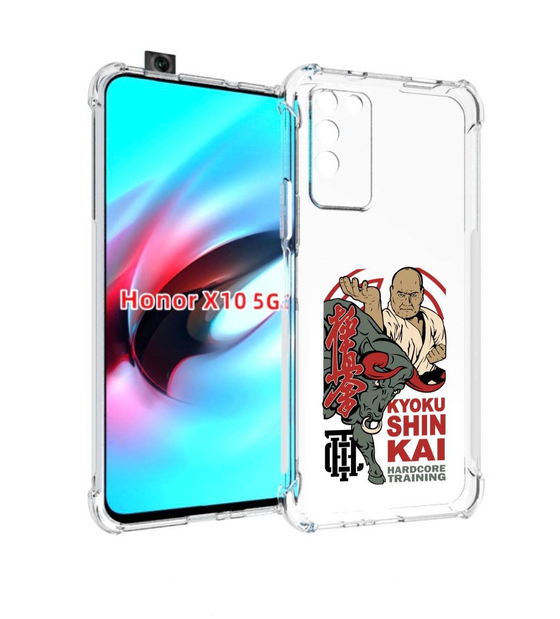 

Чехол MyPads единоборства рисунок для Honor X10, Прозрачный, Tocco