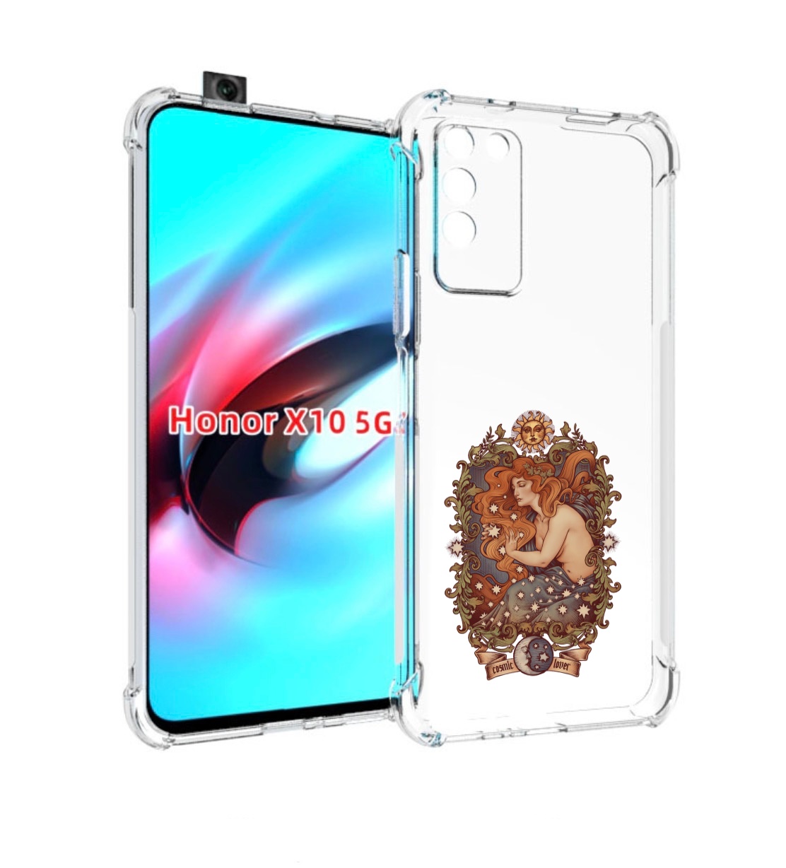 

Чехол MyPads звездная девушка абстракция для Honor X10, Прозрачный, Tocco