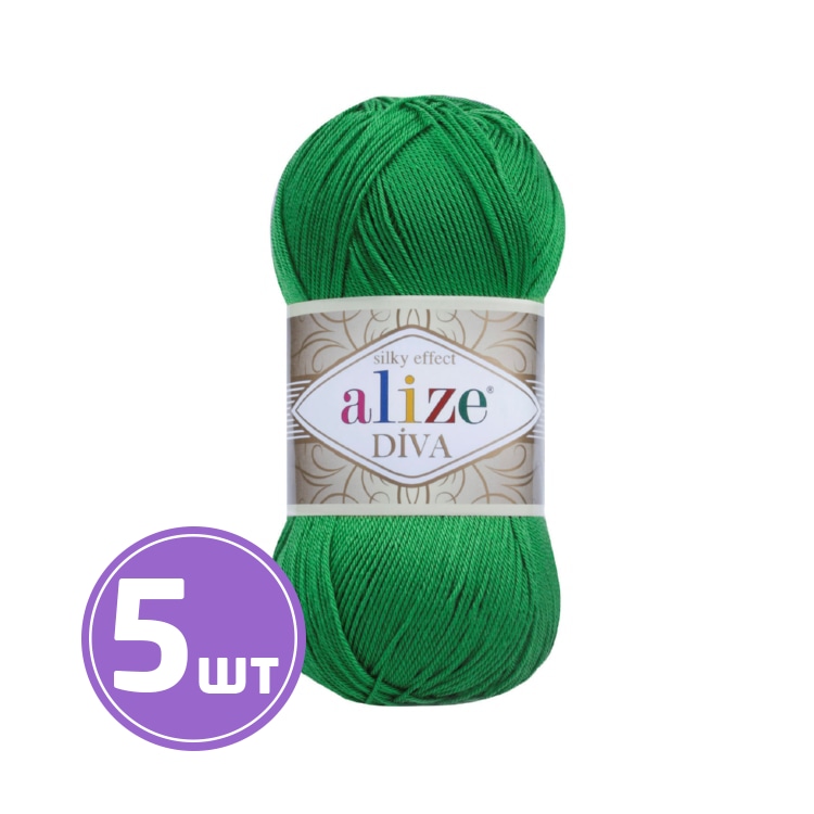 

Пряжа ALIZE Diva Silk effekt (123), изумруд, 5 шт. по 100 г, Зеленый