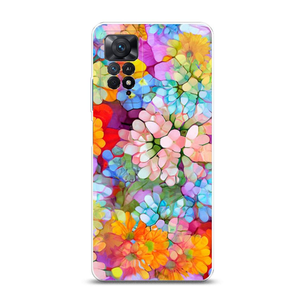 

Чехол на Xiaomi Redmi Note 11 Pro/11 Pro 5G/11E Pro "Цветы витраж", Оранжевый;розовый;голубой, 314750-3