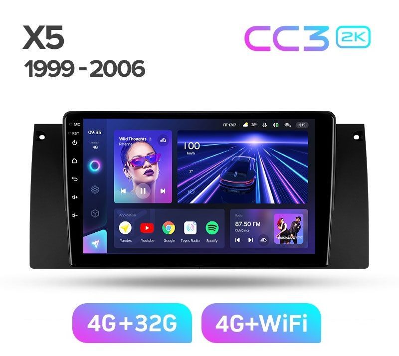 Магнитола Teyes BMW X5 E39E53 1999-2006 г CC3 2K 432ГБ 3489000₽