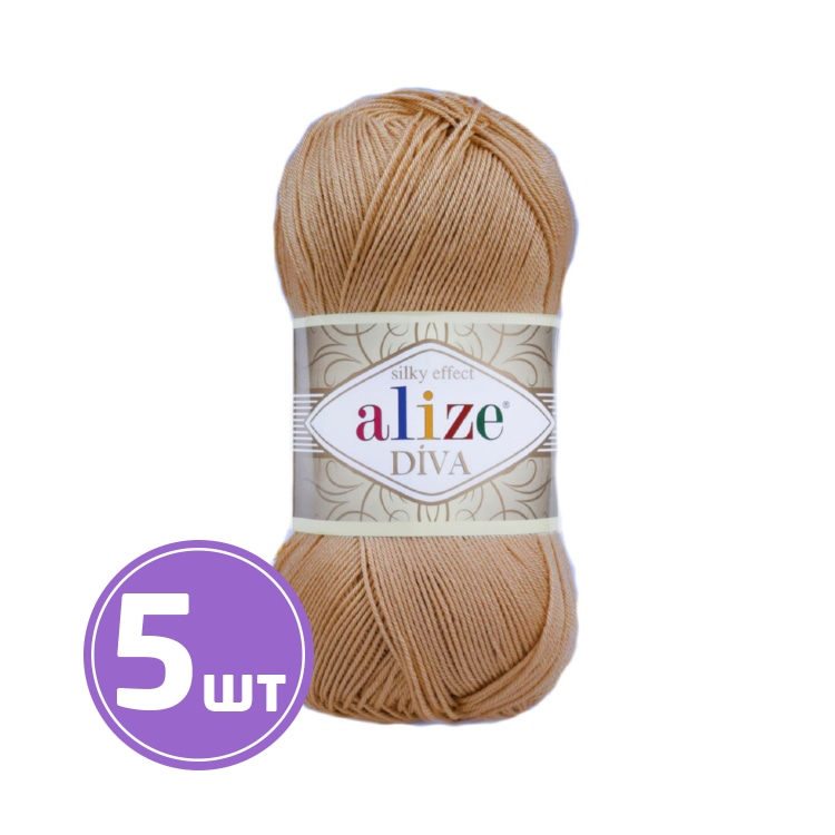 фото Пряжа alize diva silk effekt (369), карамель, 5 шт. по 100 г