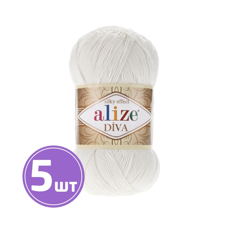 

Пряжа ALIZE Diva Silk effekt (450), перламутровый, 5 шт. по 100 г, Белый