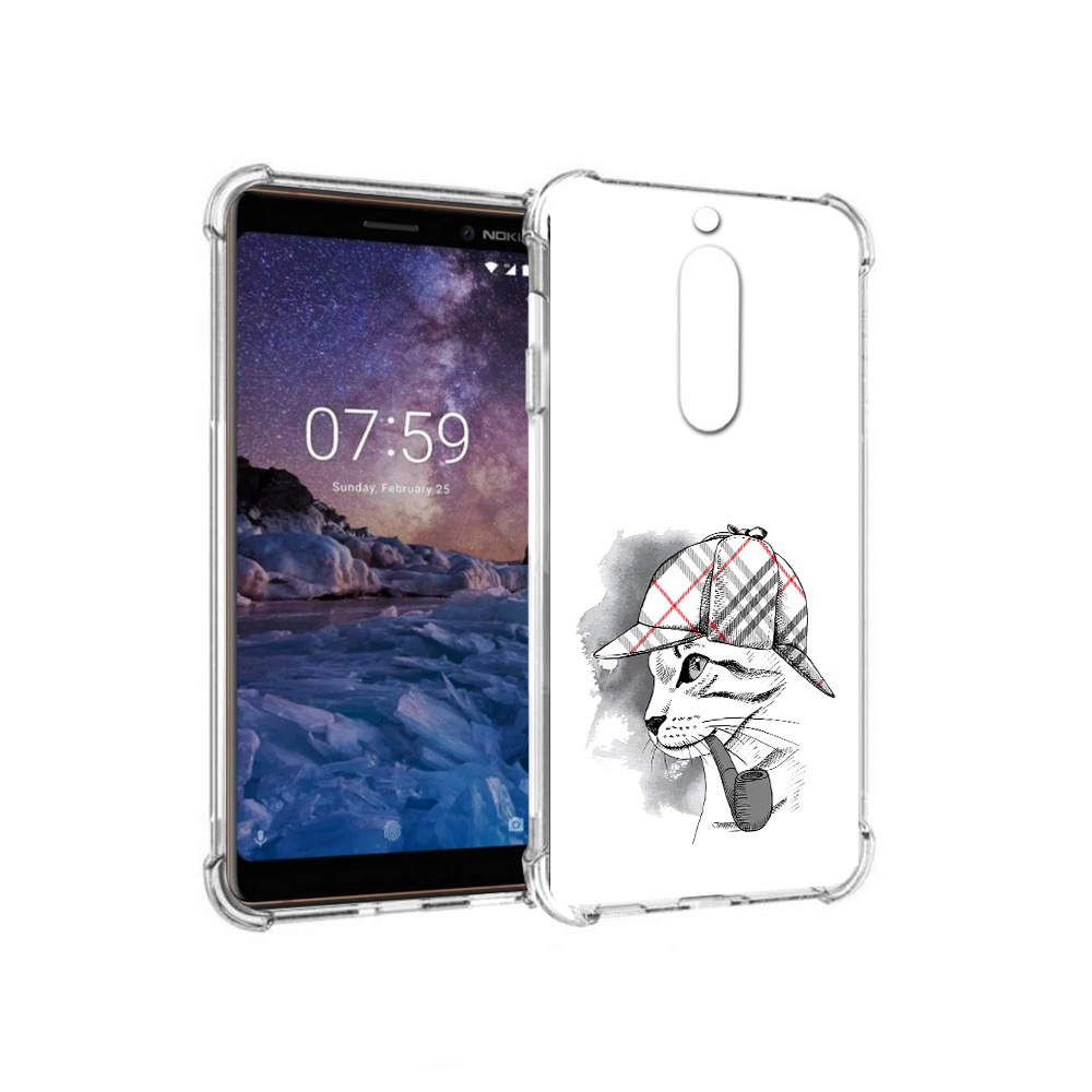 

Чехол MyPads Tocco для Nokia 7 кошка с трубкой (PT95887.123.405), Прозрачный, Tocco