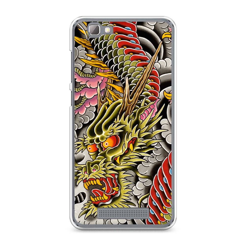 

Чехол на ZTE Blade A610 "Японский дракон", Желтый;розовый;красный, 130950-4