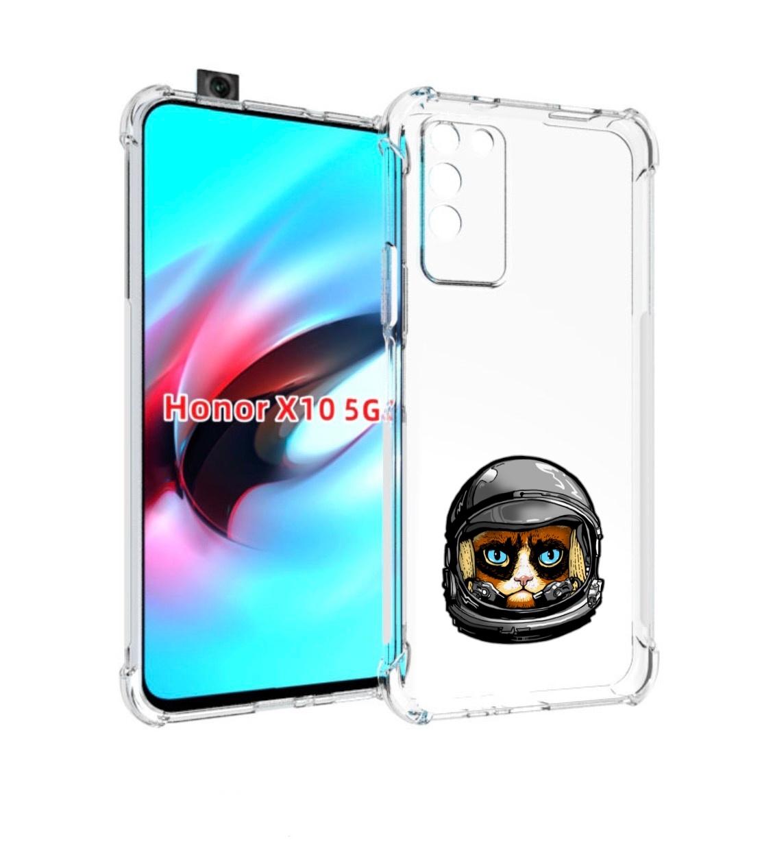 

Чехол MyPads кот космонавт для Honor X10, Прозрачный, Tocco
