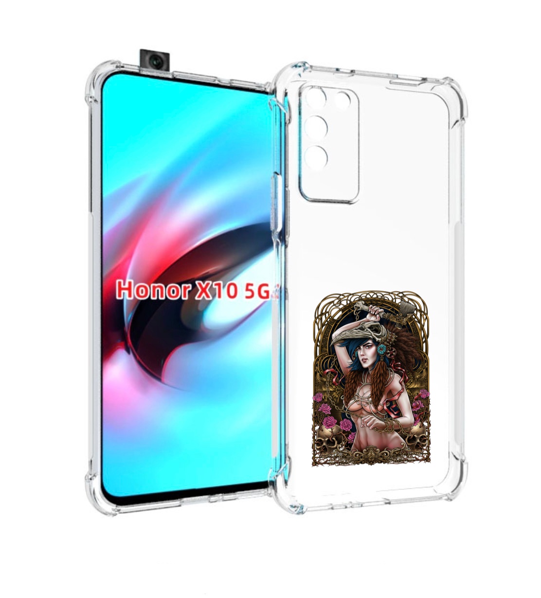

Чехол MyPads красивая девушка рисунок для Honor X10, Прозрачный, Tocco