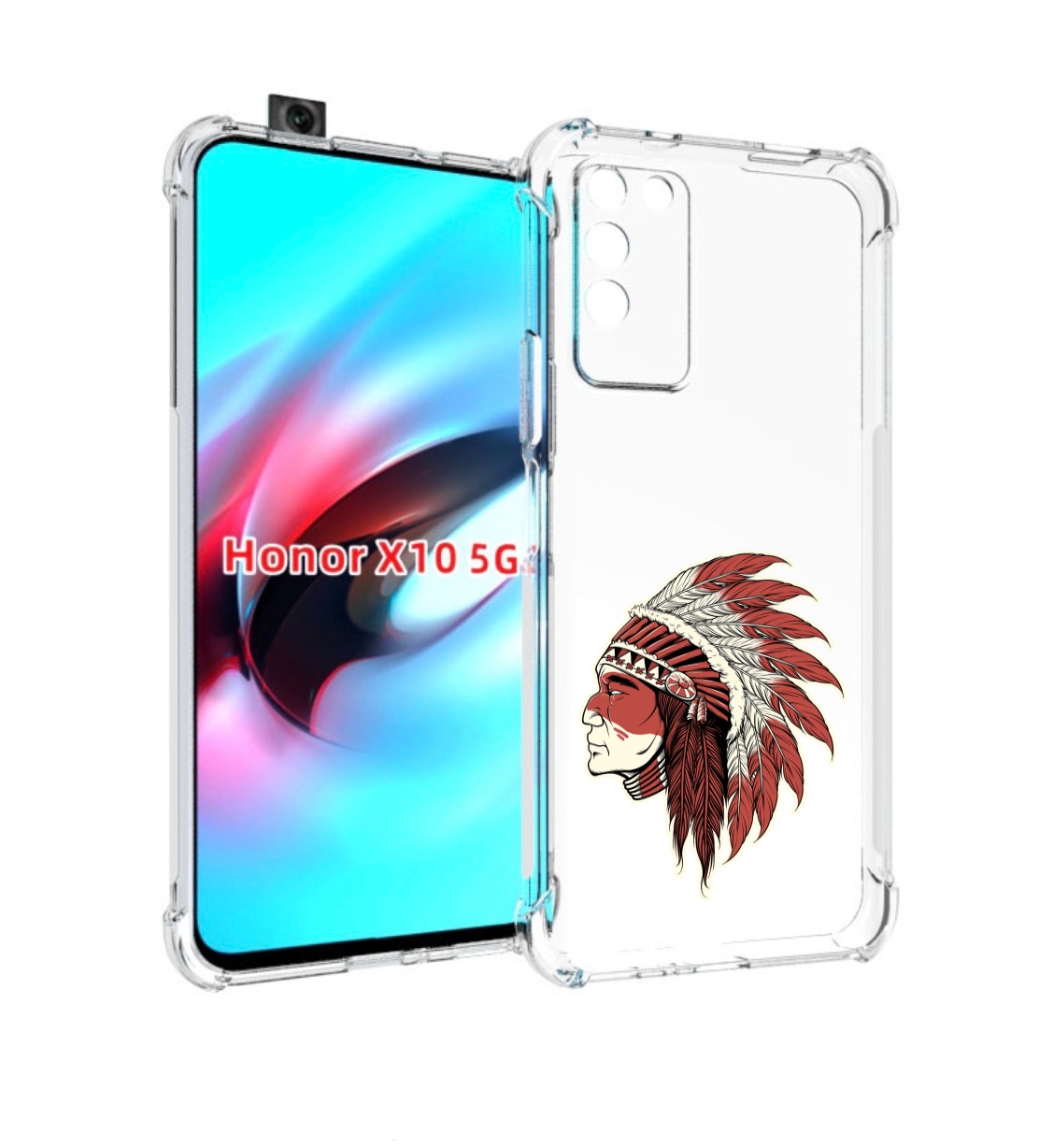 

Чехол MyPads красный индеец для Honor X10, Прозрачный, Tocco