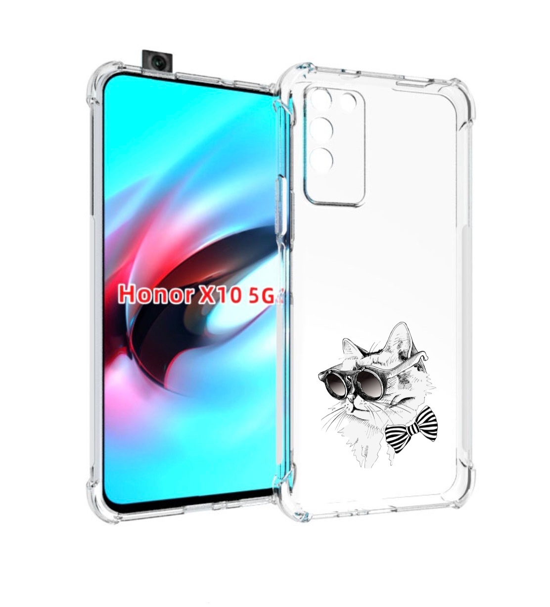 Чехол MyPads крутая кошка в очках для Honor X10