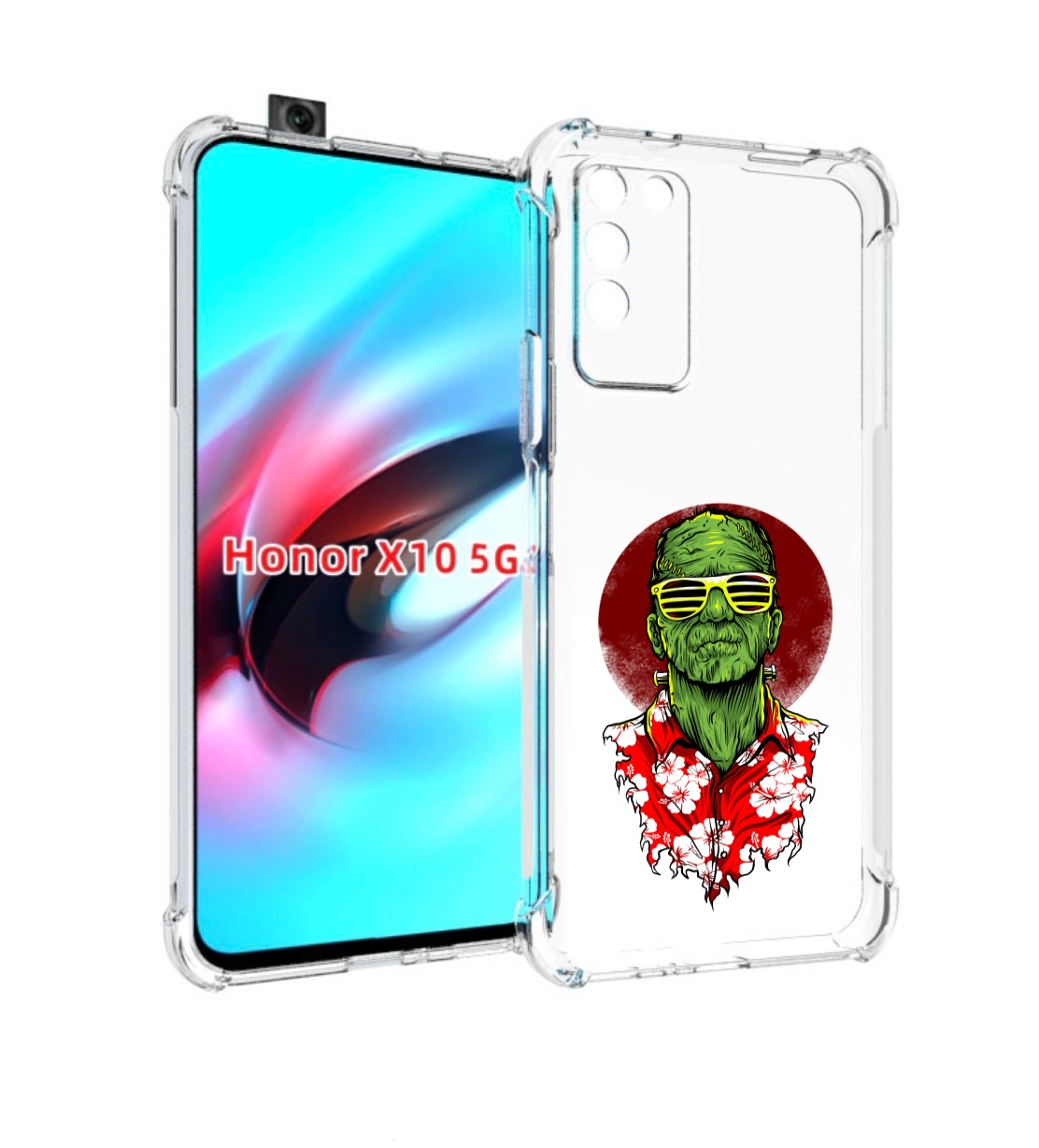 

Чехол MyPads крутой зеленый мужчина в очках для Honor X10, Прозрачный, Tocco