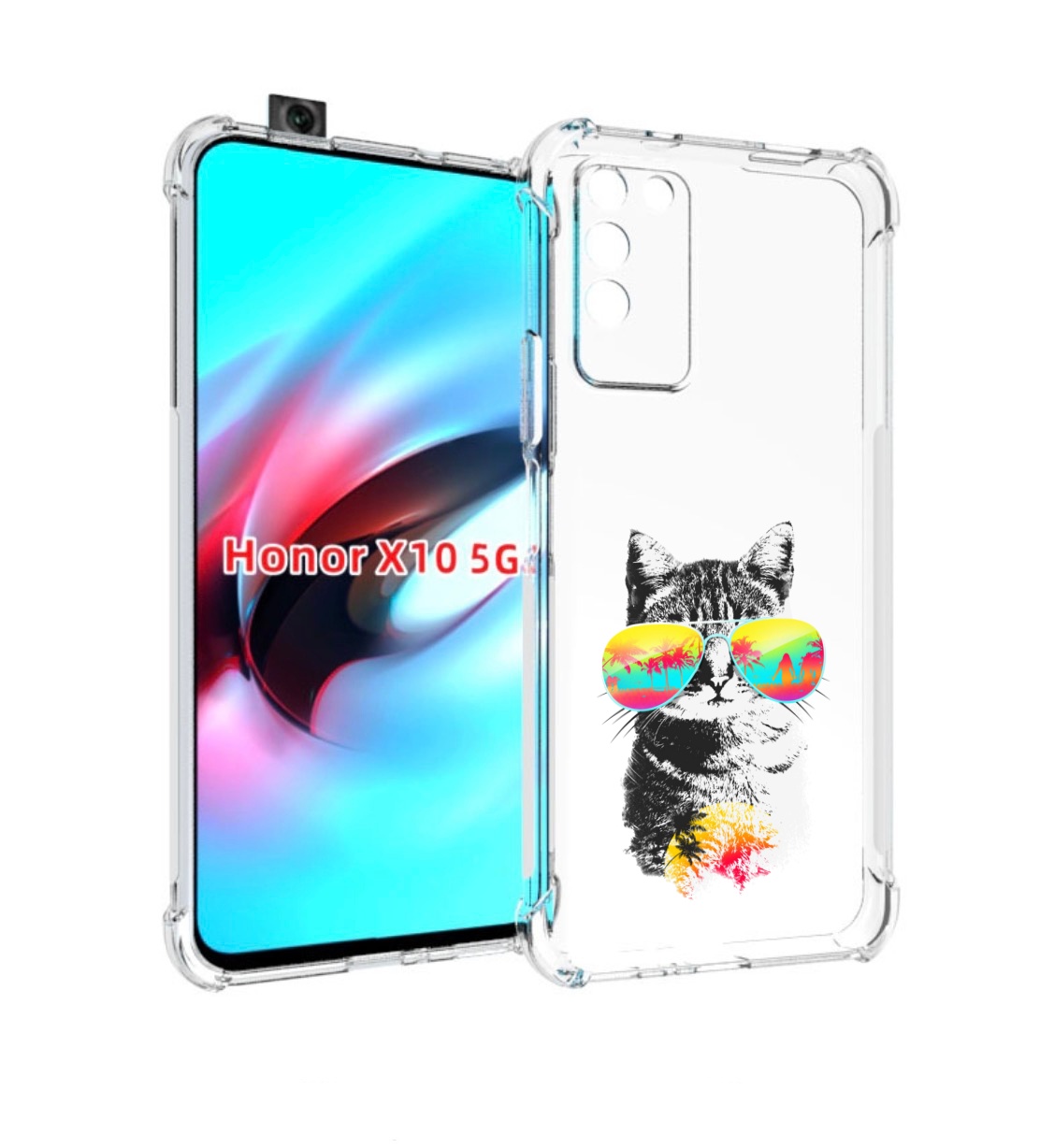

Чехол MyPads крутой кот для Honor X10, Прозрачный, Tocco