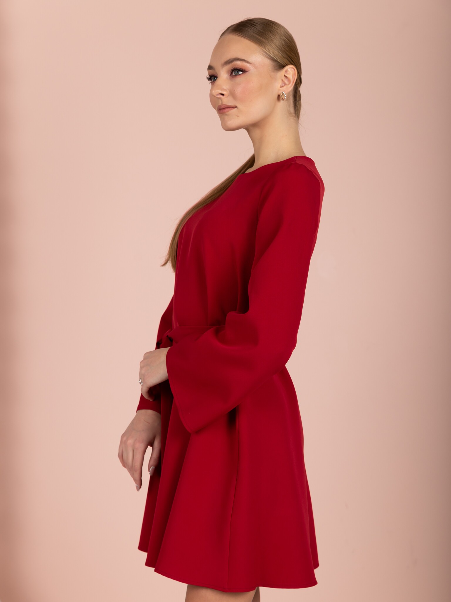 Платье женское Anna Ricco Платье с расклешенным рукавом красное 44 RU