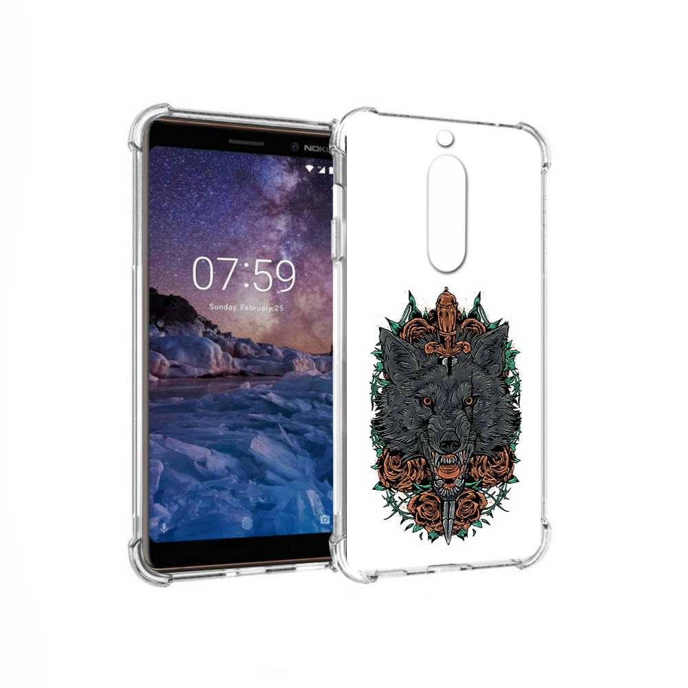 

Чехол MyPads Tocco для Nokia 7 красивый злой волк (PT95887.123.409), Прозрачный, Tocco
