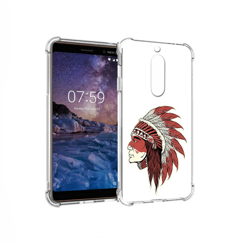 

Чехол MyPads Tocco для Nokia 7 красный индеец (PT95887.123.411), Прозрачный, Tocco