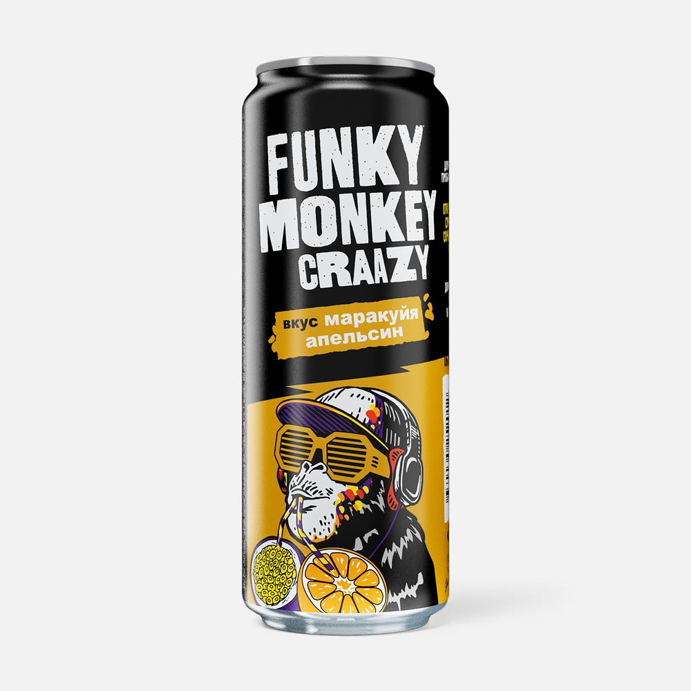 Напиток Funky Monkey, маракуйя и апельсин, с газом, 0,45 л