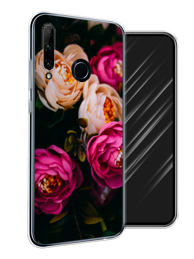 

Чехол Awog на Honor 20 Lite 2019 "Розовые пионы для черном", Розовый;черный, 68950-8