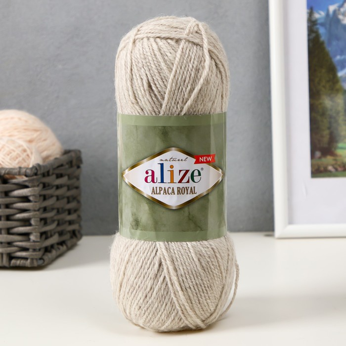 

Пряжа для вязания Alize Alpaca Royal New, 250м/100гр, 152 бежевый меланж
