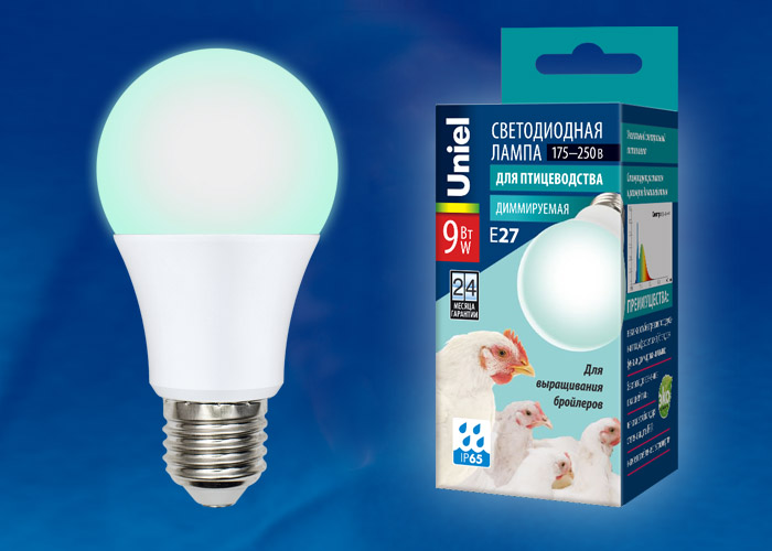 Лампы для птицеводства LED-A60-9WSCBGE27FRDIM IP65 PLO65WH 1619₽