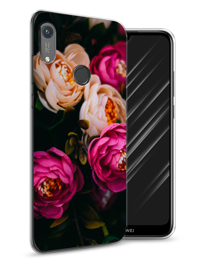 

Чехол Awog на Honor 8A (8A Pro/Prime) "Розовые пионы для черном", Розовый;черный, 68750-8