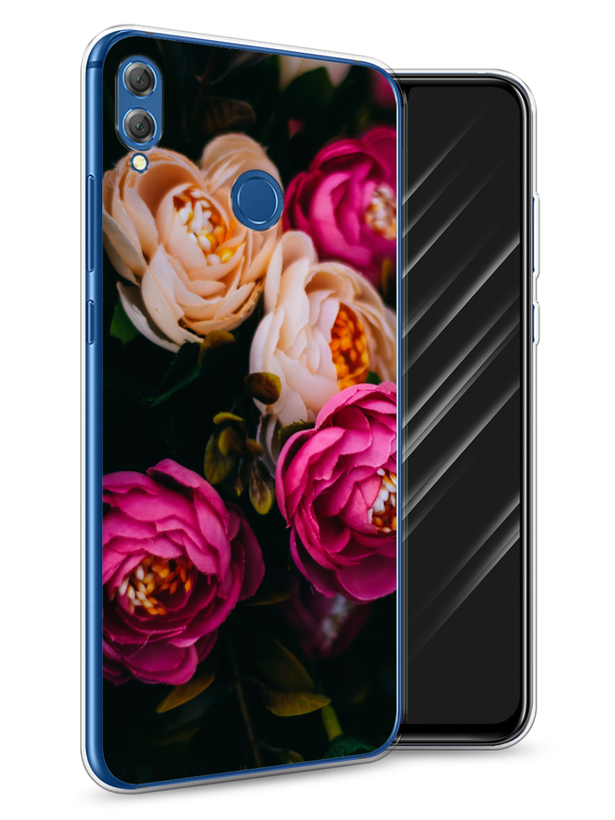 

Чехол Awog на Honor 8X "Розовые пионы для черном", Розовый;черный, 66750-8
