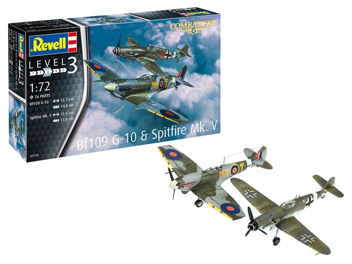 

03710 Revell 1/72 Combat Set истребитель-низкоплан Bf109G-10 и Спитфайр Mk.V