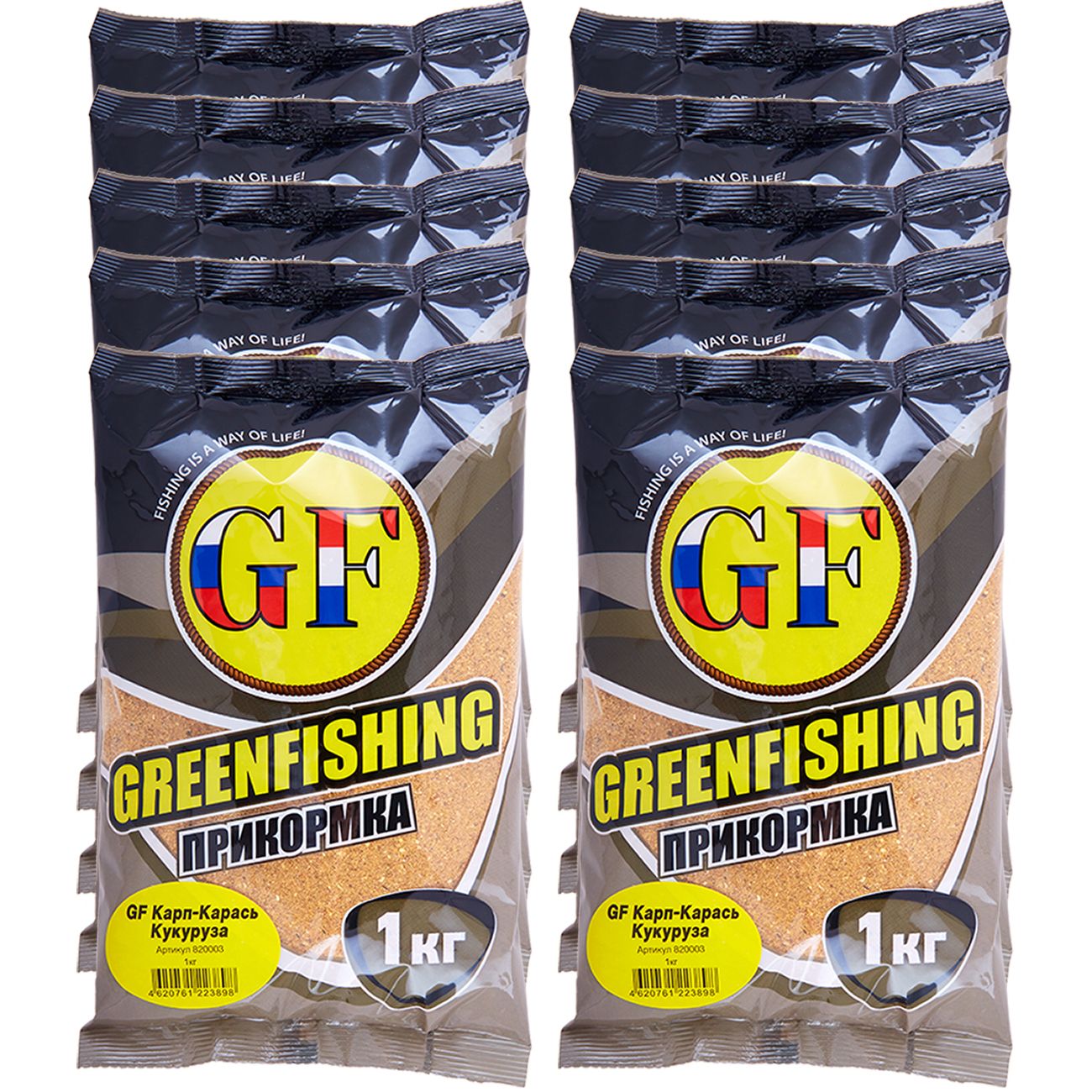 

Прикормка натуральная GreenFishing GF, Карп-Карась Кукуруза, 10 кг, GF
