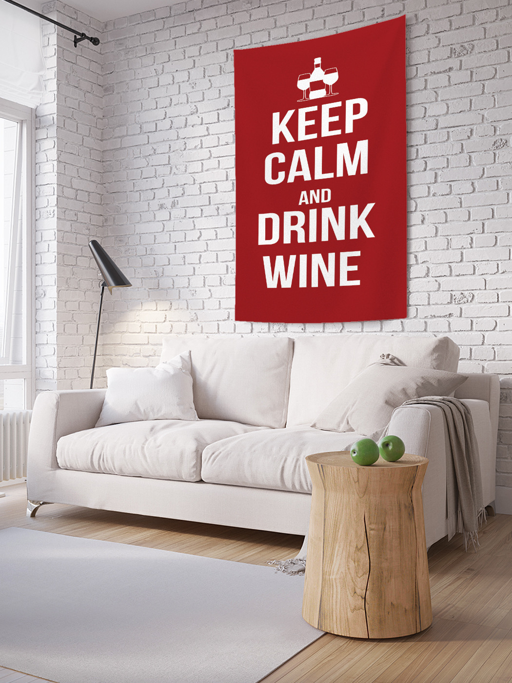фото Вертикальное фотопанно на стену joyarty сохраняй спокойствие и пей вино 100x150 см