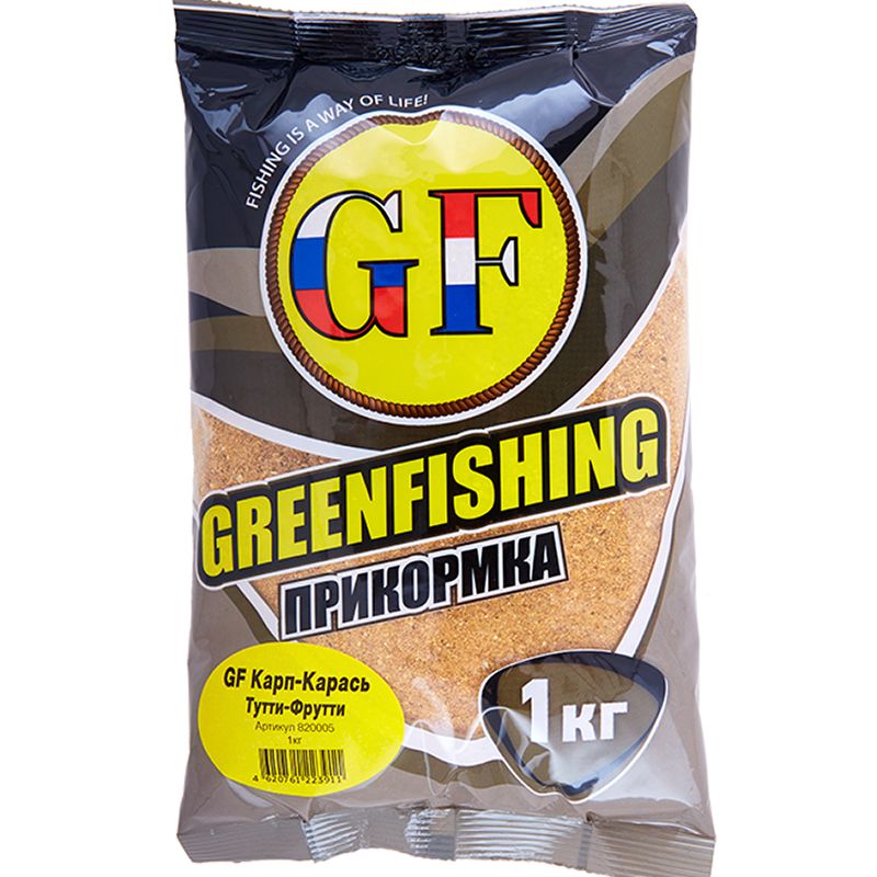 

Прикормка натуральная GreenFishing GF, Карп-Карась Тутти-Фрутти, 1 кг, GF