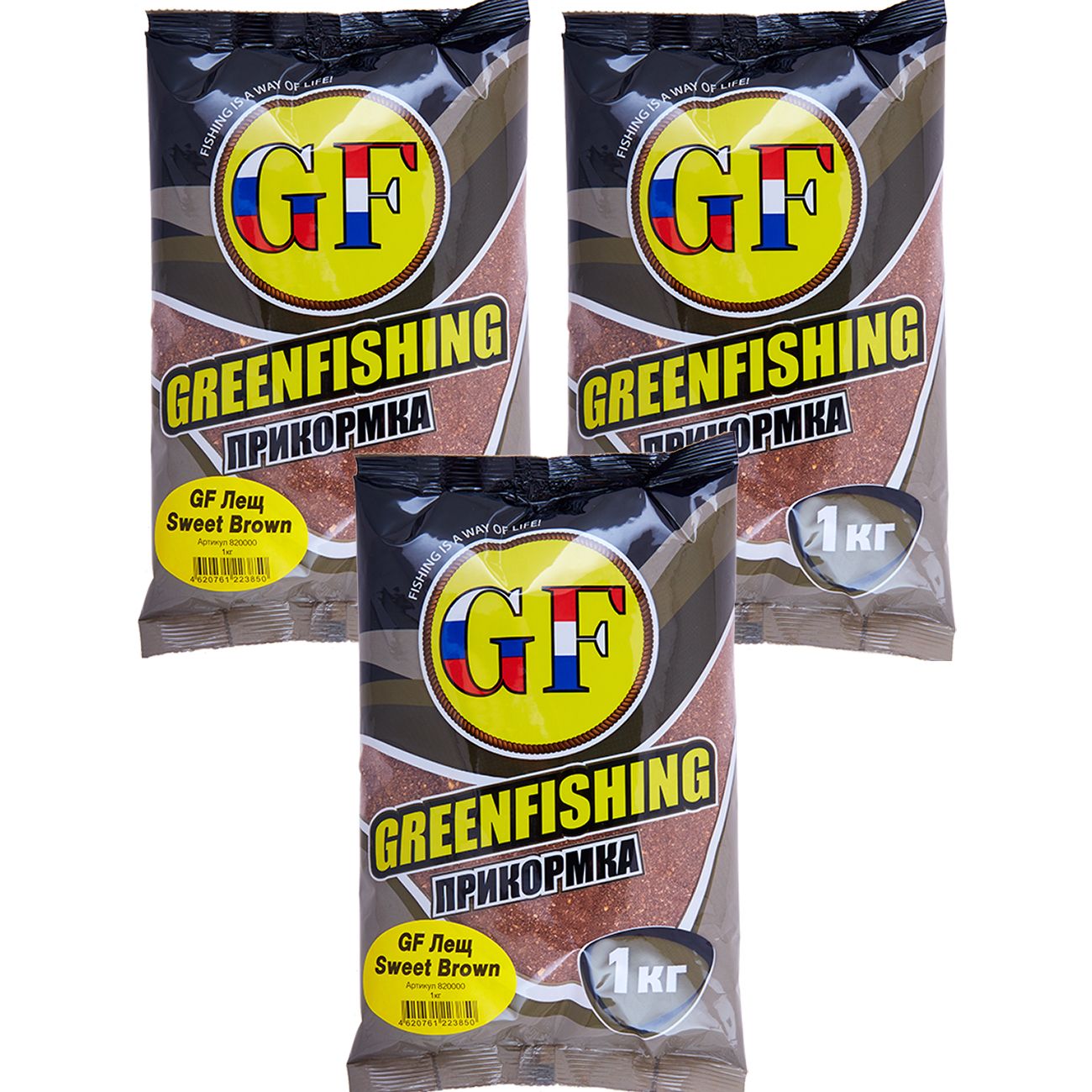 

Прикормка натуральная GreenFishing GF, Лещ Sweet Brown, 3 кг, GF